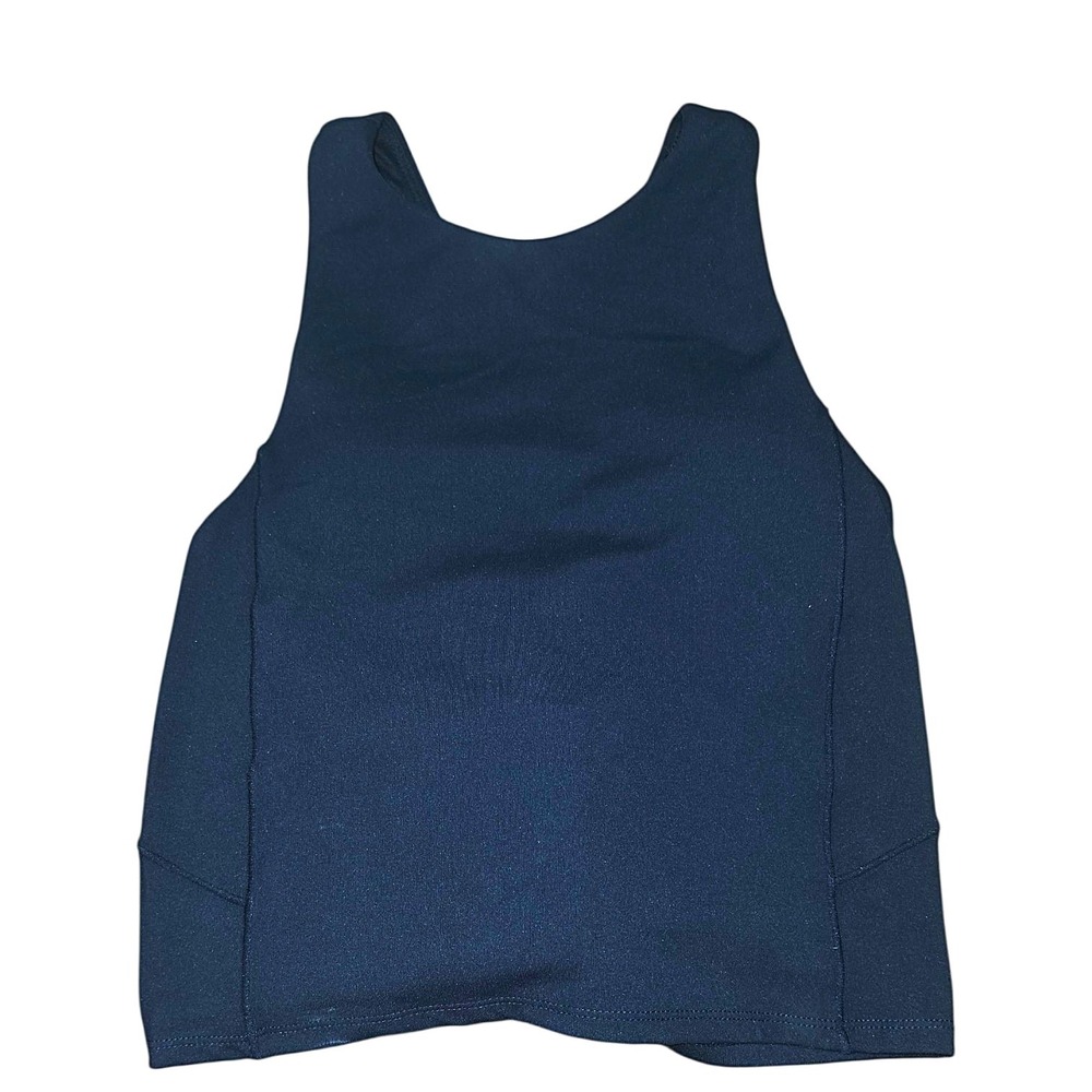Jockey Sport Womens Navy Blue High Neck Cross Back Active Tank Top